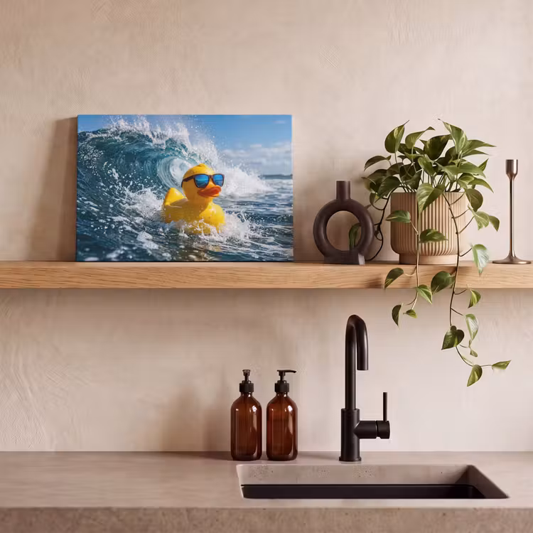 Canvas schilderij - Badeend - Stoer - Golven — 3