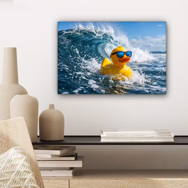 Canvas schilderij - Badeend - Stoer - Golven — 5