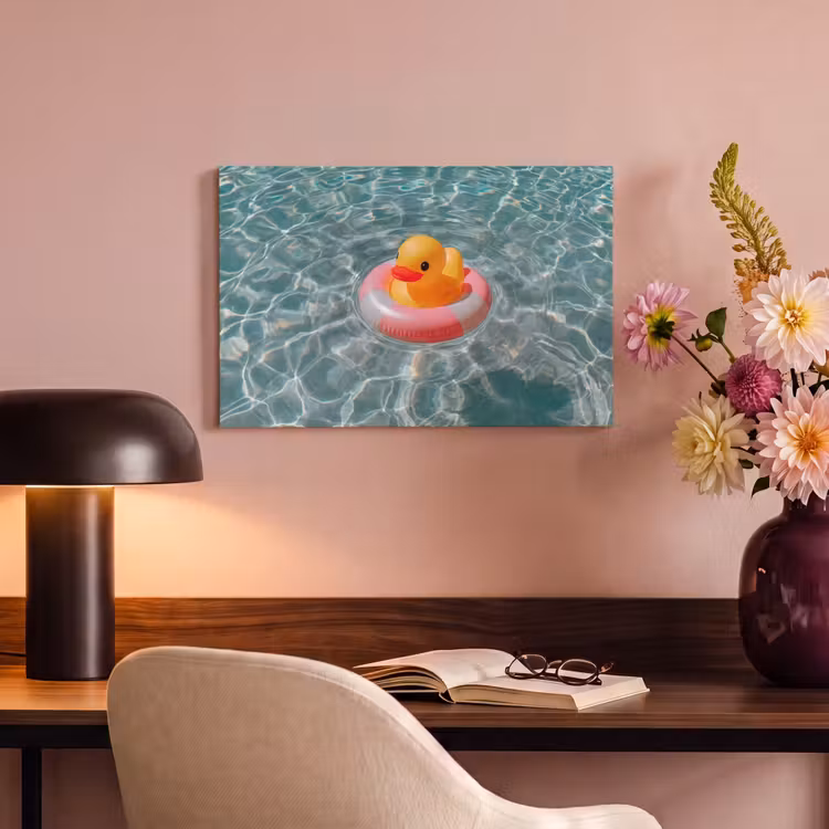 Canvas schilderij - Badeend - Zwemband - Geel — 4