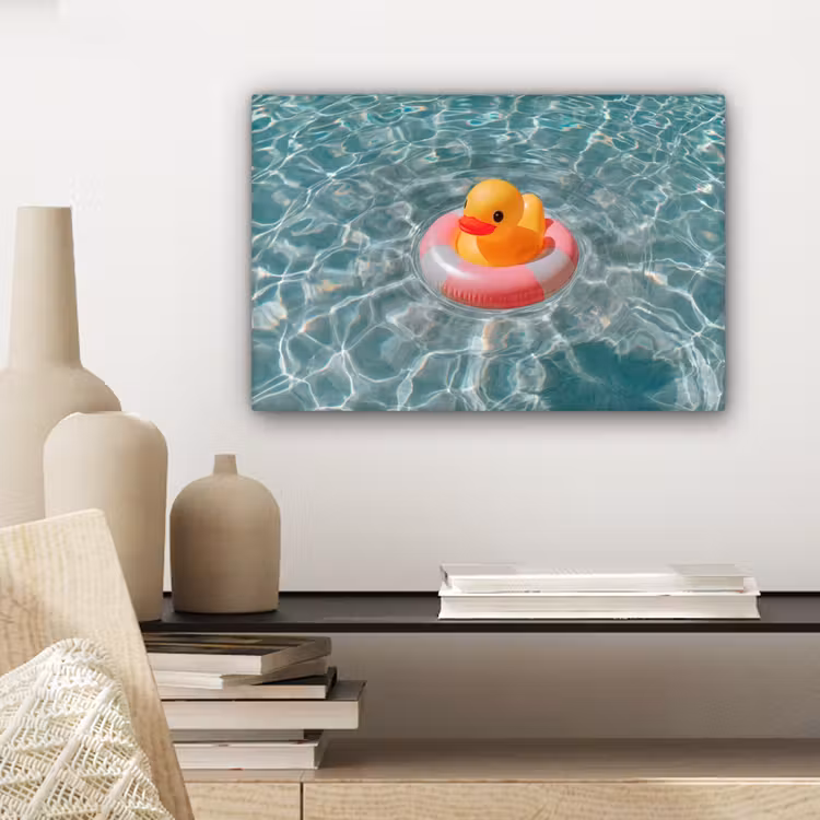 Canvas schilderij - Badeend - Zwemband - Geel — 5