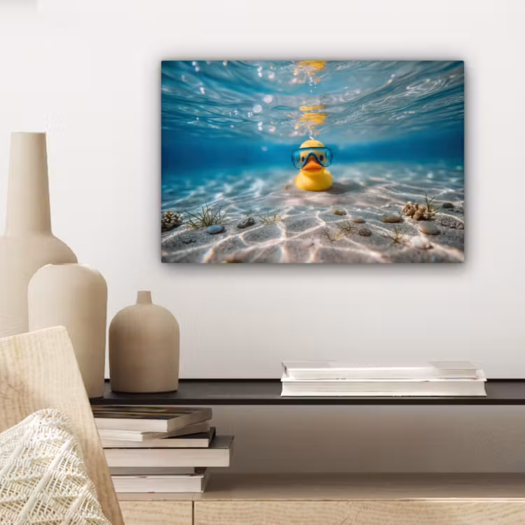 Canvas schilderij - Duikbril - Eend - Water — 5
