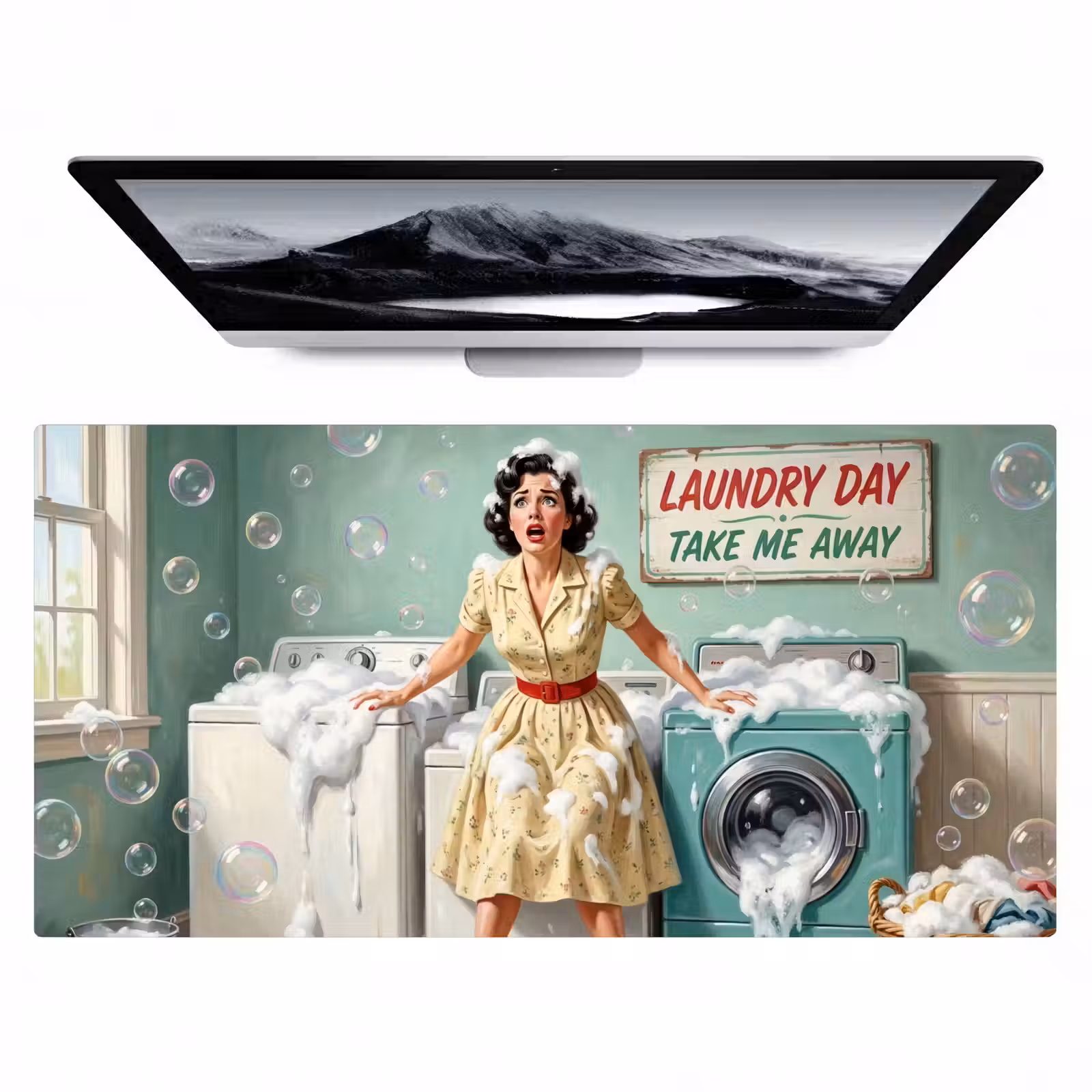 Bureau onderlegger - Retro - Blauw - Vrouw — 1