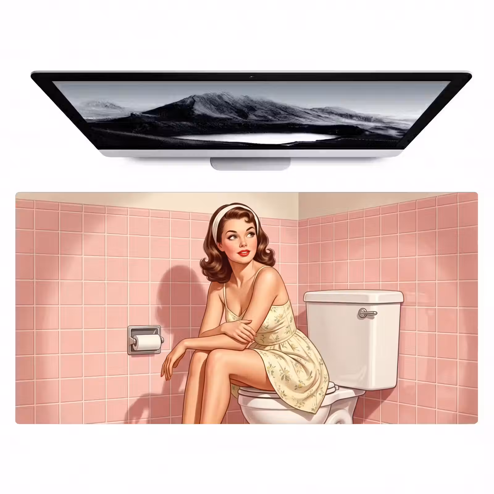 Bureau onderlegger - Roze - Retro - Vrouw — 1
