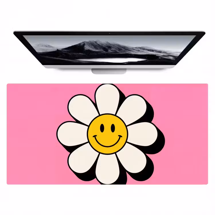 Bureau onderlegger - Smiley - Bloem - Roze — 1