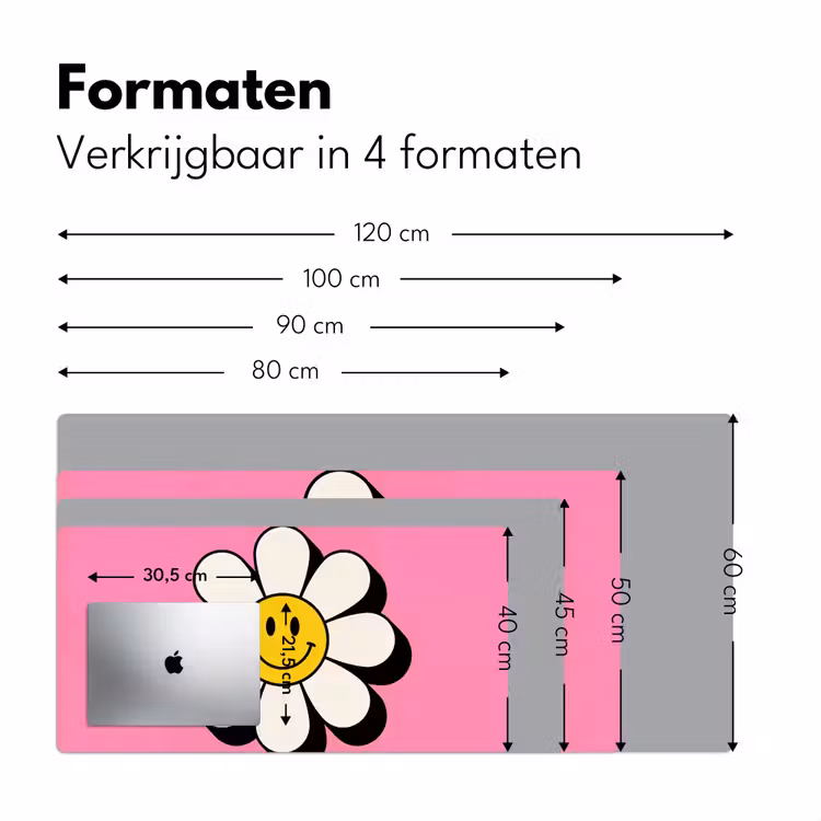 Bureau onderlegger - Smiley - Bloem - Roze — 8