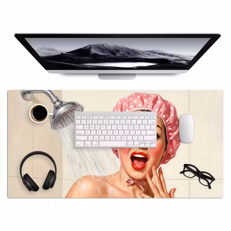 Bureau onderlegger - Vrouw - Douche - Roze — 4