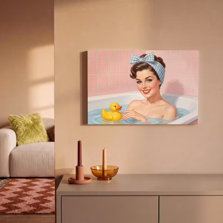 Canvas schilderij - Badkamer - Eend - Blauw — 2