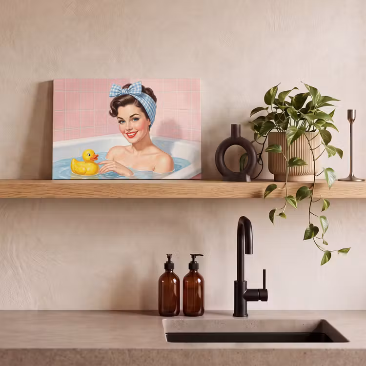 Canvas schilderij - Badkamer - Eend - Blauw — 3
