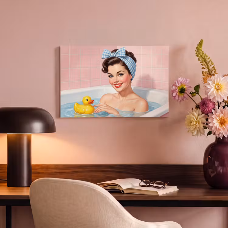 Canvas schilderij - Badkamer - Eend - Blauw — 4