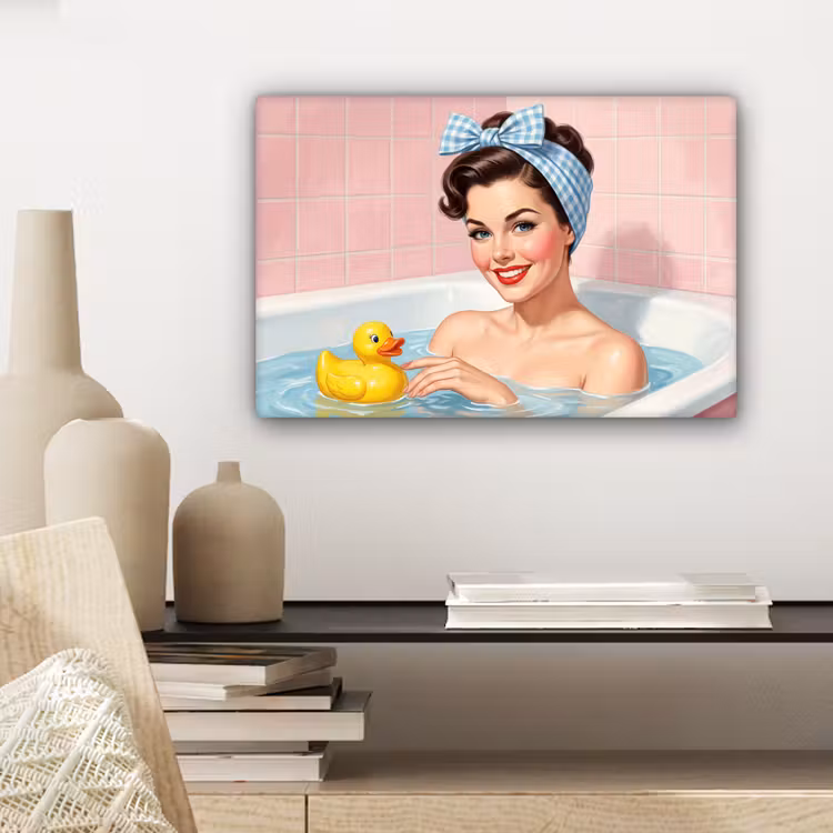Canvas schilderij - Badkamer - Eend - Blauw — 5