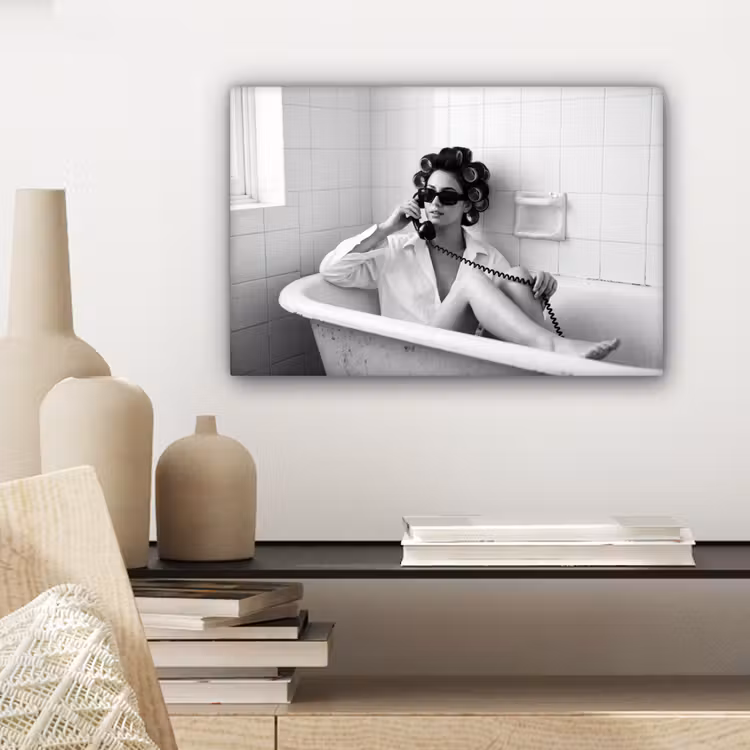 Canvas schilderij - Bad - Vrouw - Zwart - Wit — 5