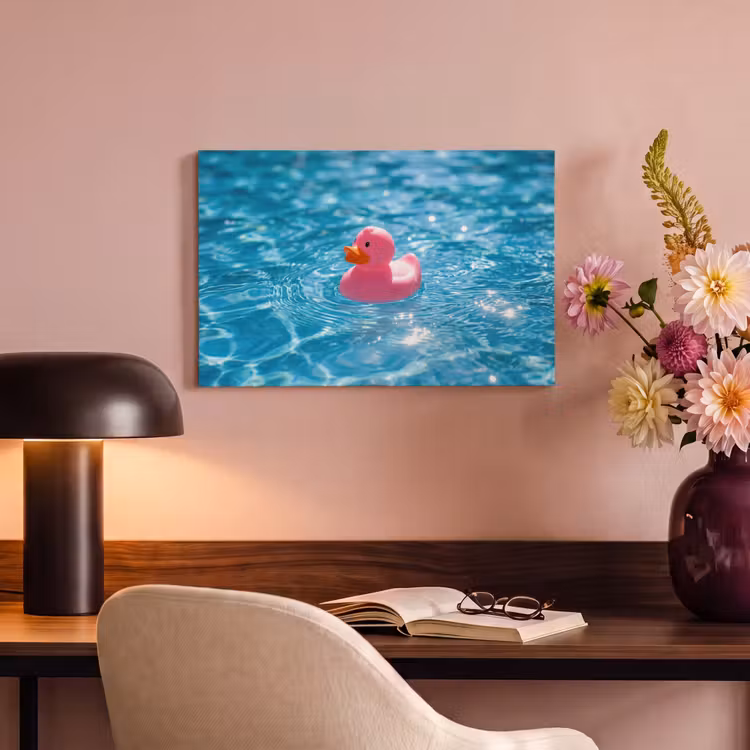 Canvas schilderij - Badeend - Dobberend - Roze — 4