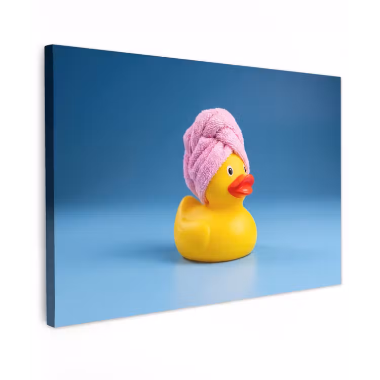 Canvas schilderij - Badeend - Handdoek - Blauw — 1