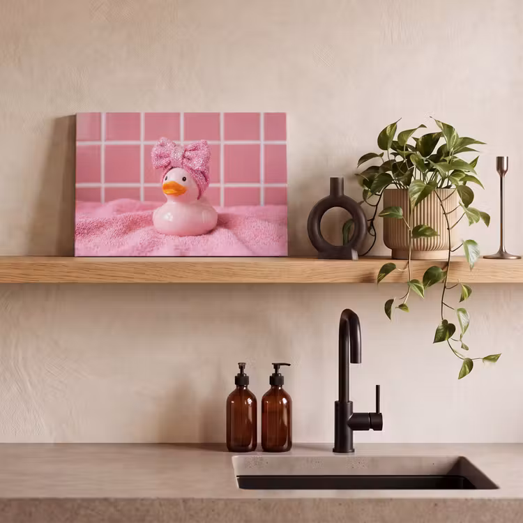 Canvas schilderij - Badeend -Strik - Roze — 3
