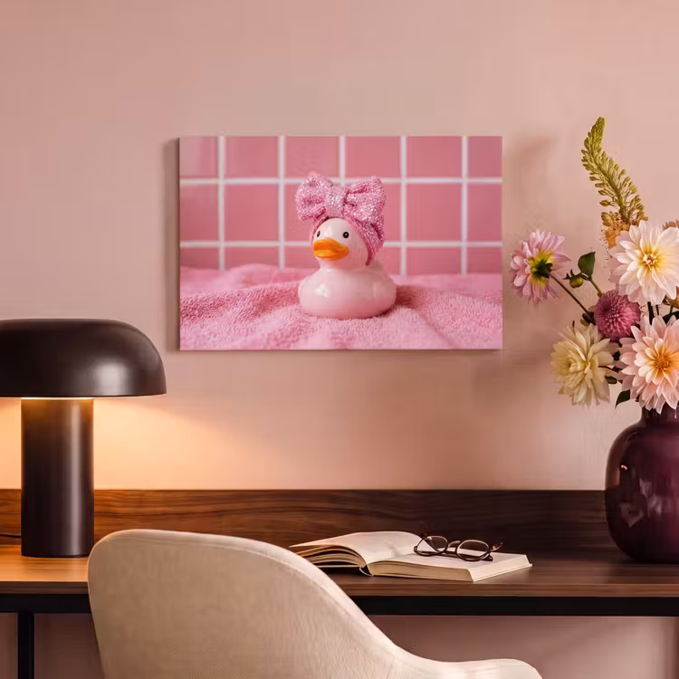 Canvas schilderij - Badeend -Strik - Roze — 4