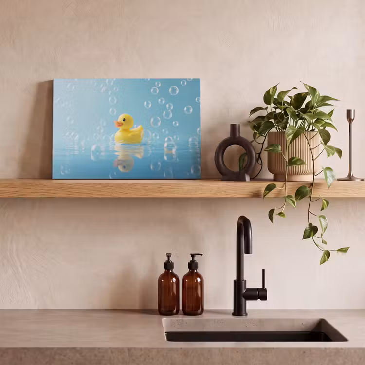 Canvas schilderij - Bubbels - Badeend - Geel — 3
