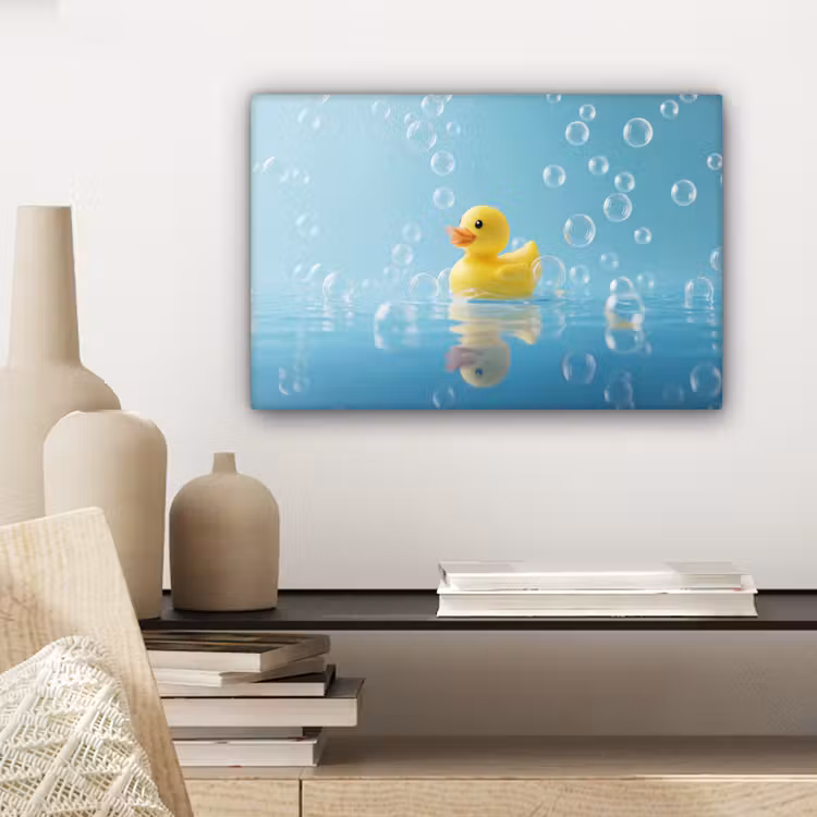 Canvas schilderij - Bubbels - Badeend - Geel — 5