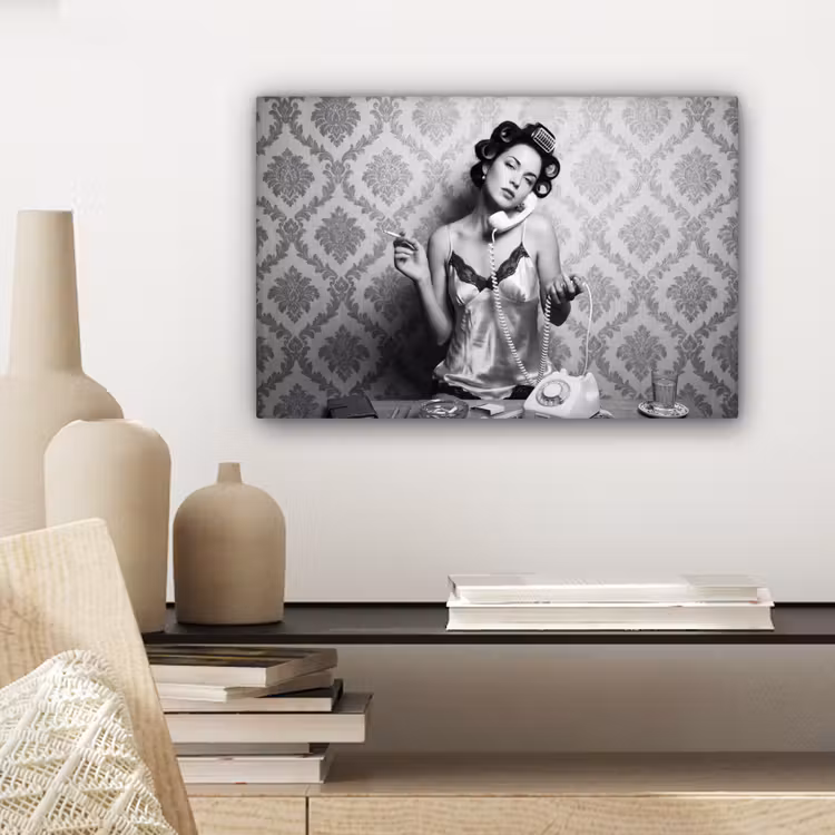 Canvas schilderij - Chic - Vrouw - Zwart - Wit — 5