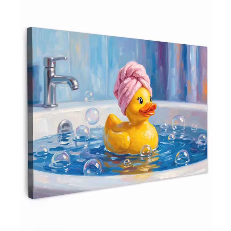 Canvas schilderij - Creatief - Badeend - Kleurrijk — 1