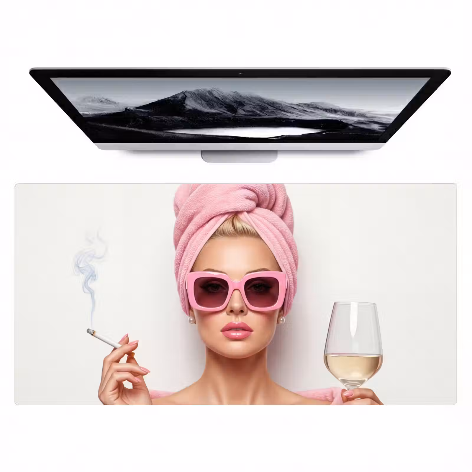 Bureau onderlegger - Vrouw - Roze - Wijn - Zonnebril — 1