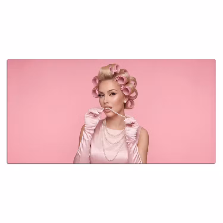 Bureau onderlegger - Vrouw - Roze - Parelketting - Krulspelden — 2