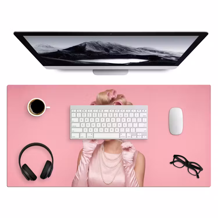 Bureau onderlegger - Vrouw - Roze - Parelketting - Krulspelden — 4