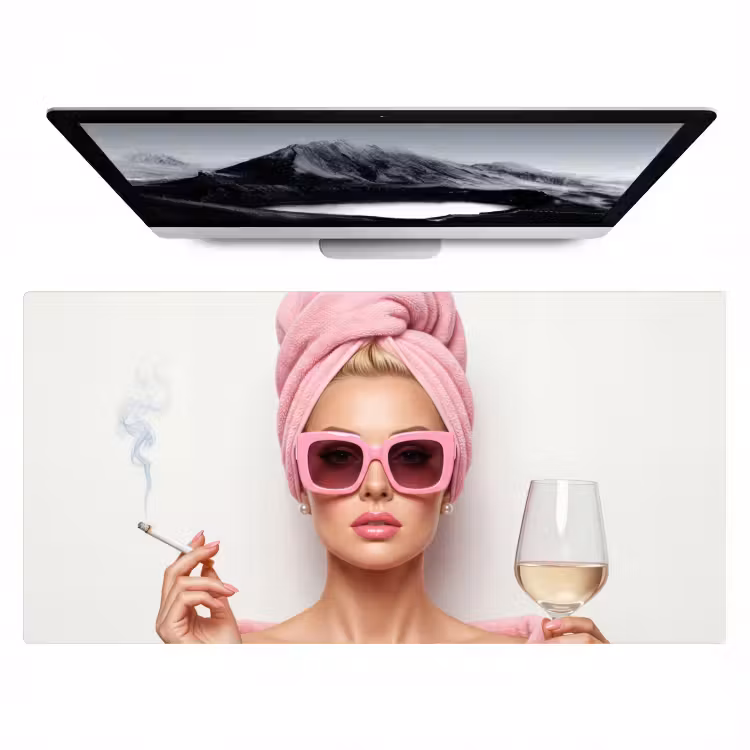 Bureau onderlegger - Vrouw - Roze - Wijn - Zonnebril — 1