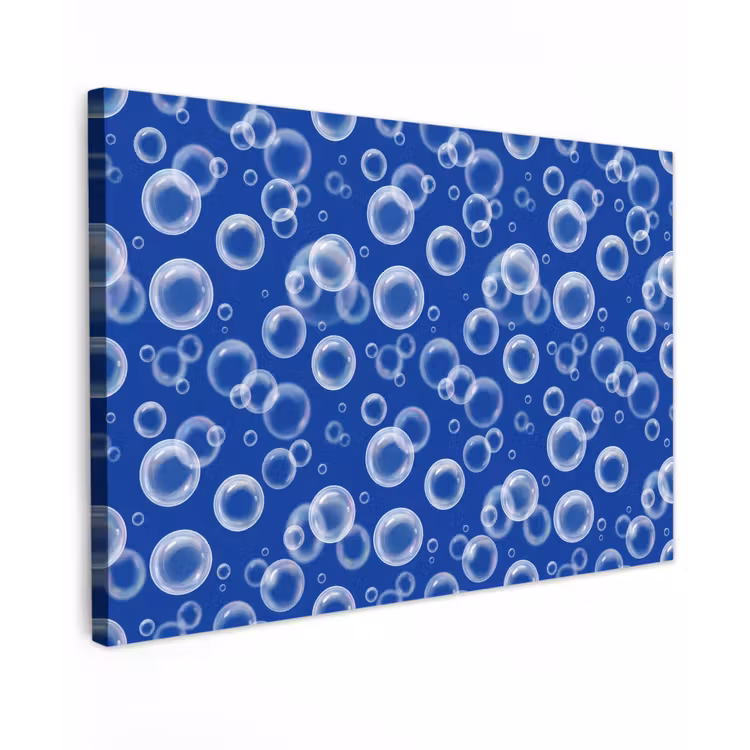 Canvas schilderij - Bubbels - Patroon - Blauw — 1