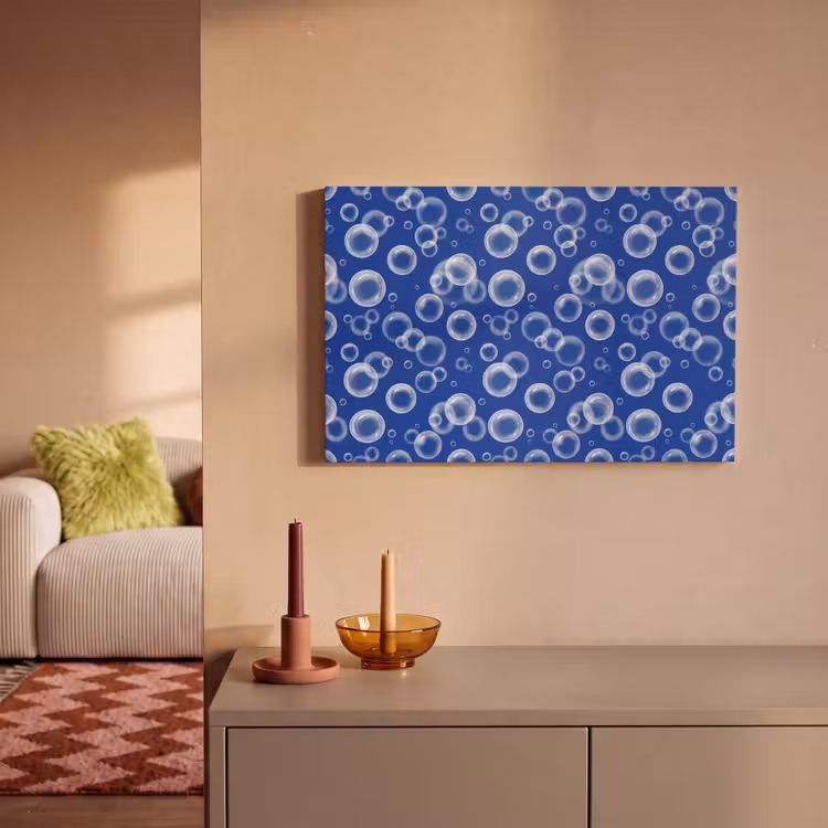 Canvas schilderij - Bubbels - Patroon - Blauw — 2