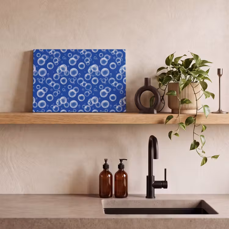 Canvas schilderij - Bubbels - Patroon - Blauw — 3