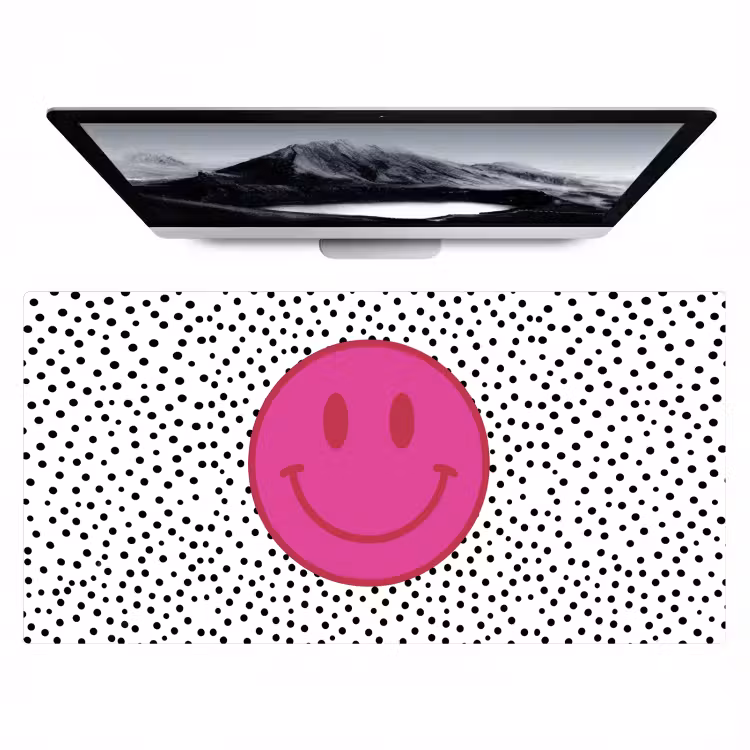 Bureau onderlegger - Smiley - Roze - Stippen — 1