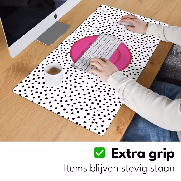 Bureau onderlegger - Smiley - Roze - Stippen — 6