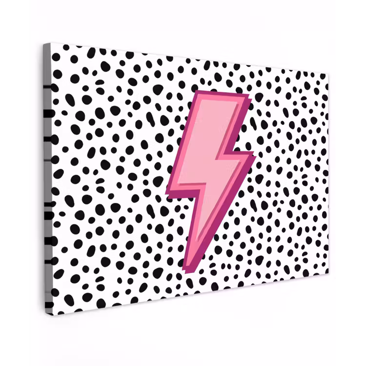 Canvas schilderij - Bliksem - Roze - Stippen — 1