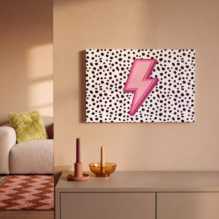 Canvas schilderij - Bliksem - Roze - Stippen — 2