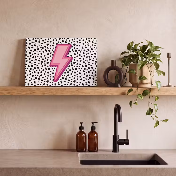 Canvas schilderij - Bliksem - Roze - Stippen — 3