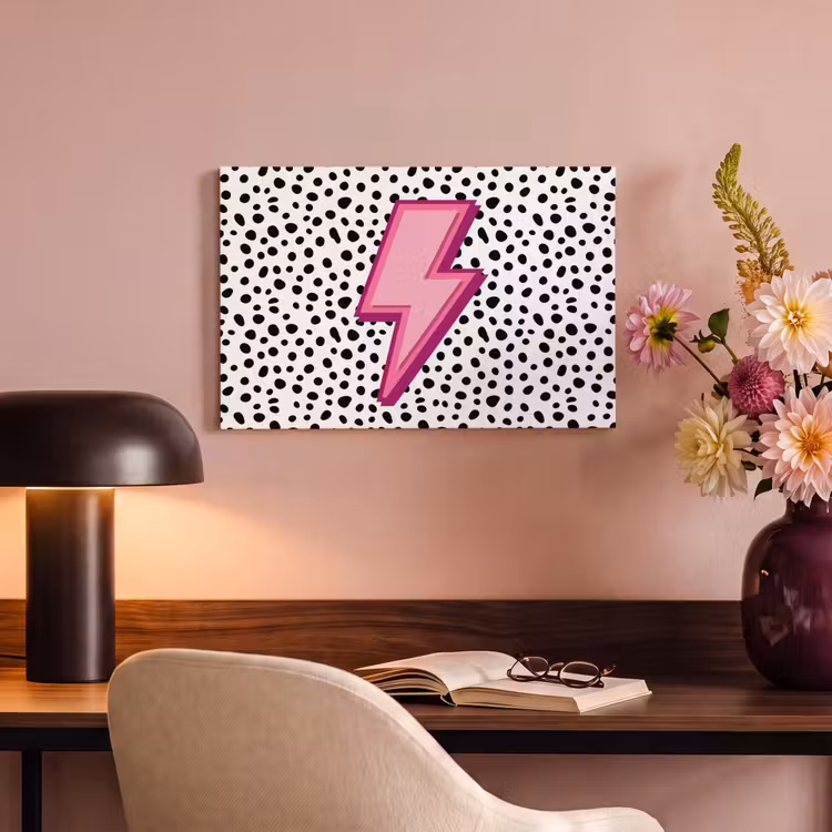 Canvas schilderij - Bliksem - Roze - Stippen — 4