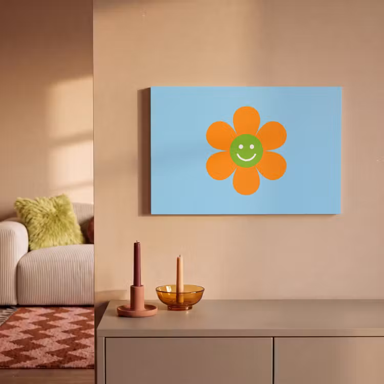 Canvas schilderij - Bloem - Smiley - Kleurrijk — 2