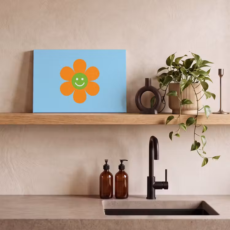 Canvas schilderij - Bloem - Smiley - Kleurrijk — 3