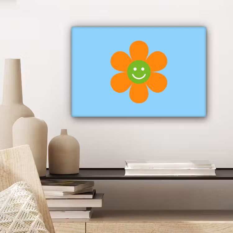Canvas schilderij - Bloem - Smiley - Kleurrijk — 5