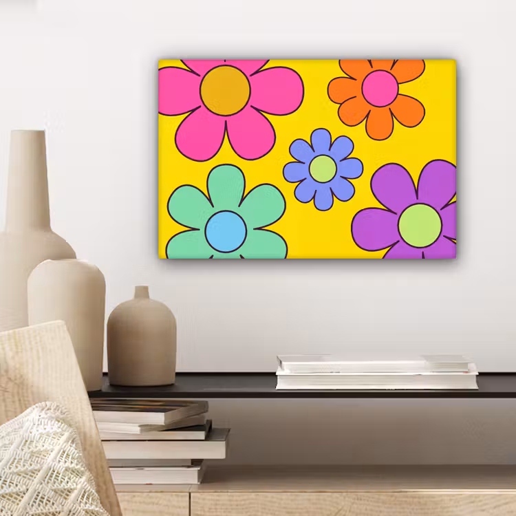 Canvas schilderij - Bloemen - Illustratie - Kleurrijk — 5