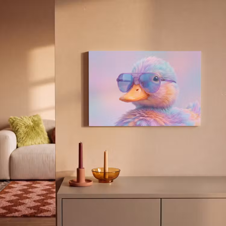 Canvas schilderij - Eend - bril - Pastel — 2