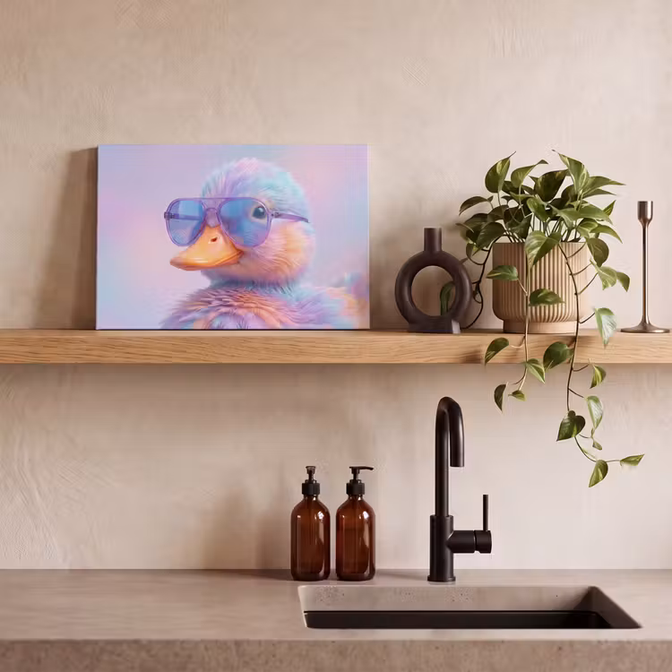 Canvas schilderij - Eend - bril - Pastel — 3
