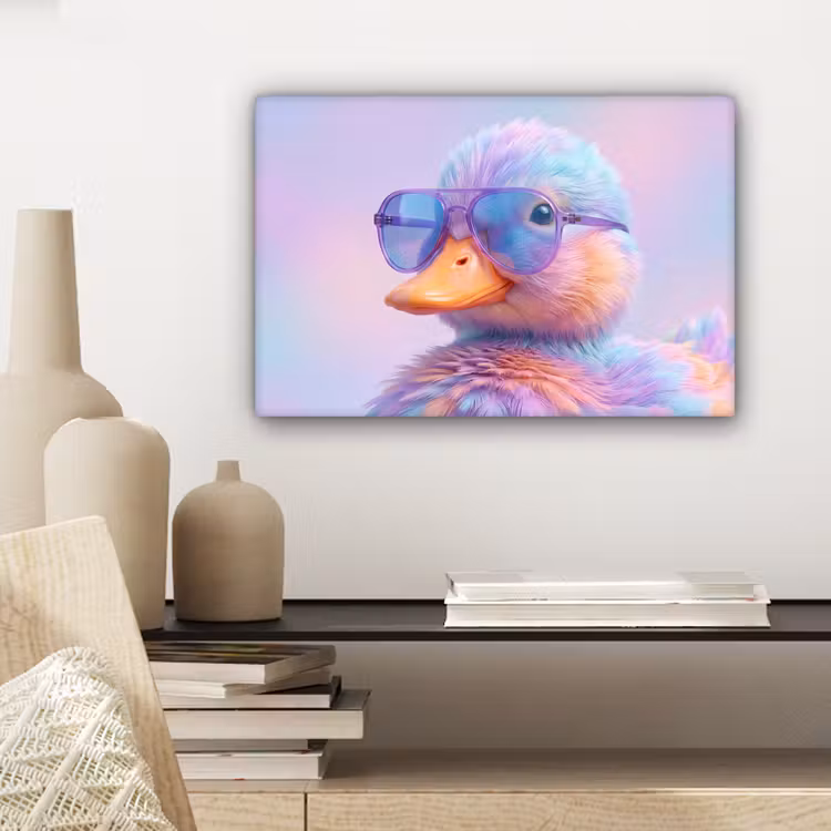 Canvas schilderij - Eend - bril - Pastel — 5