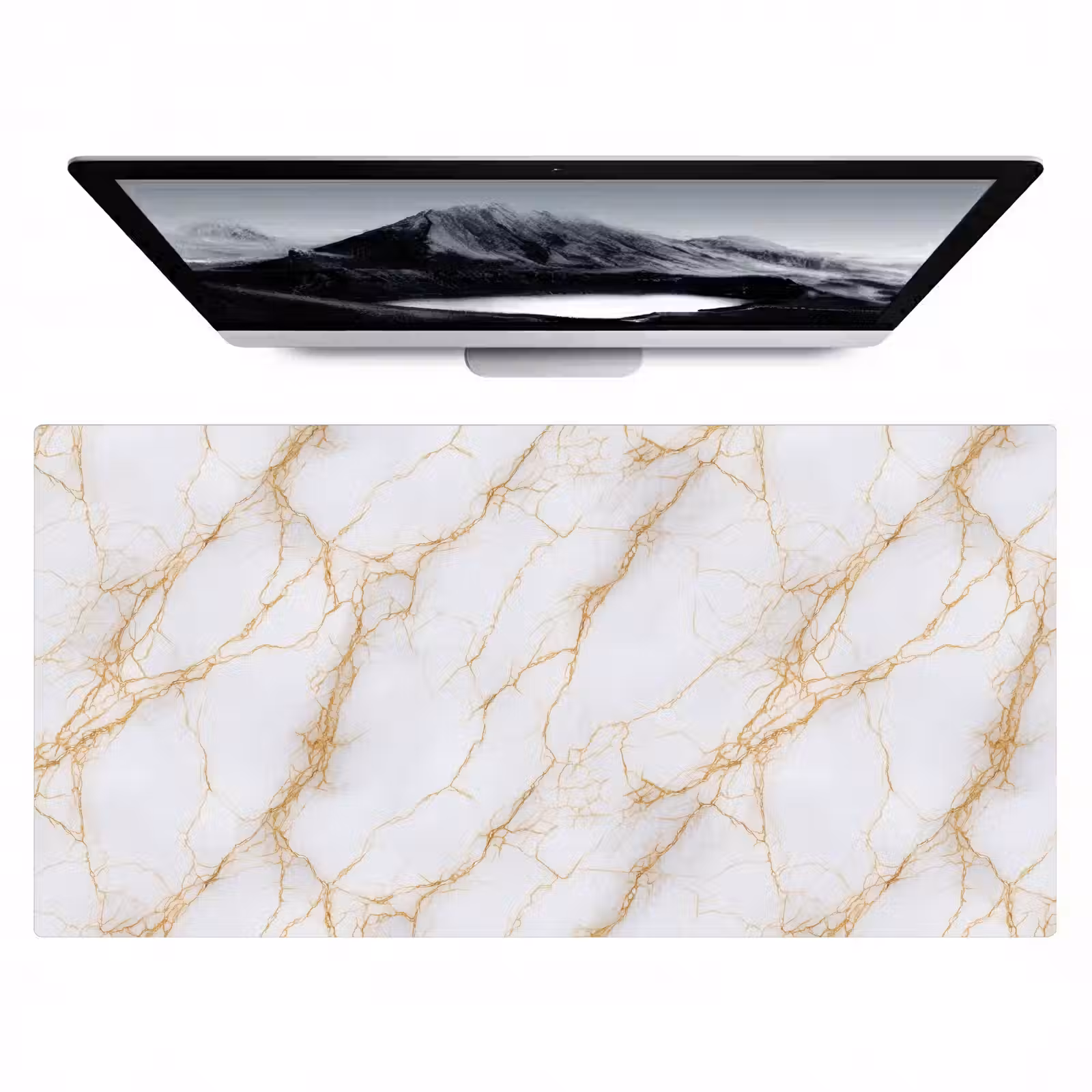 Bureau onderlegger - Wit - Goud - Marmer - Aders — 1