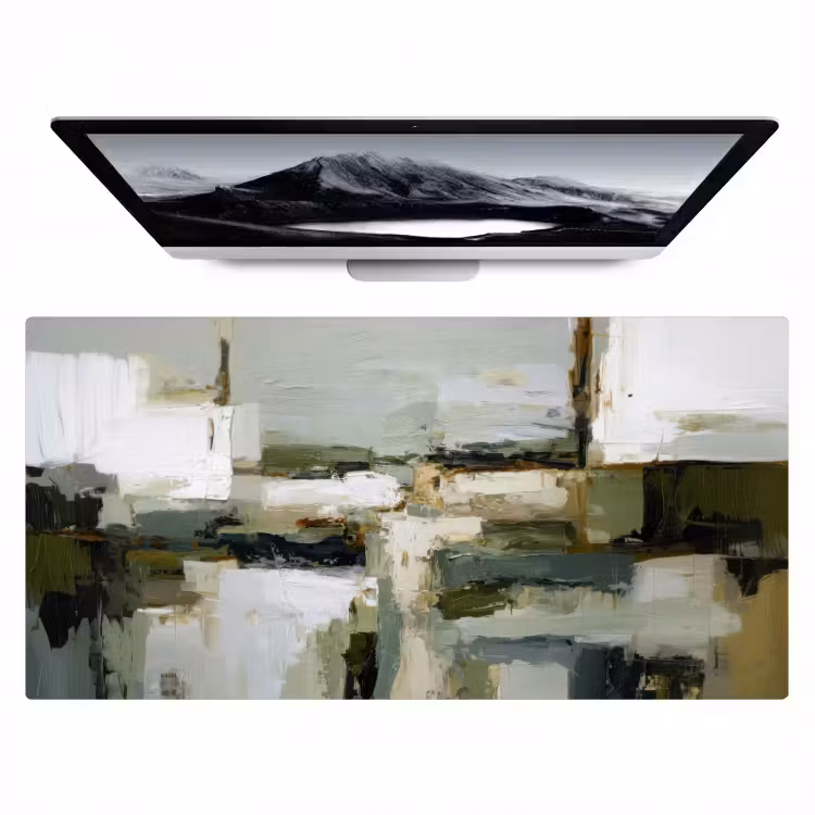 Bureau onderlegger - Penseelstreken - Groen - Abstract - Japandi — 1