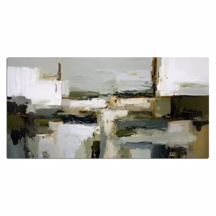 Bureau onderlegger - Penseelstreken - Groen - Abstract - Japandi — 2