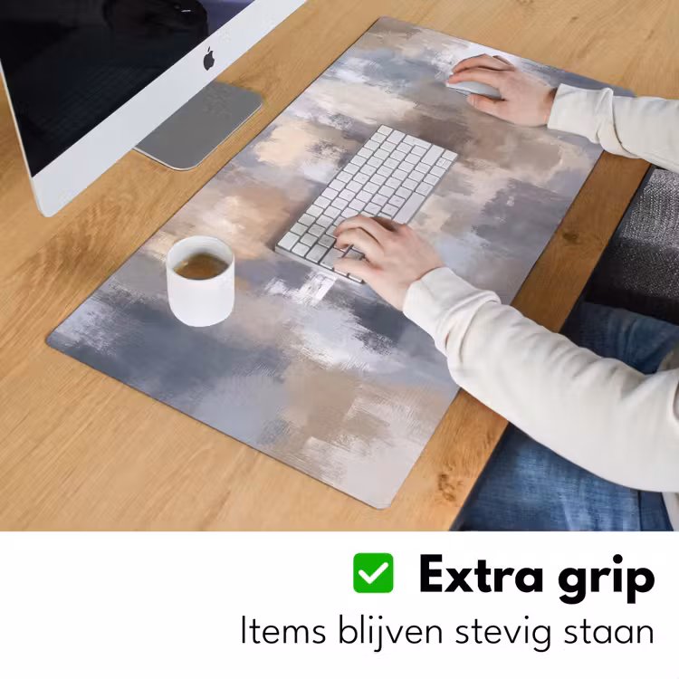 Bureau onderlegger - Penseelstreken - Schilderij - Beige — 6