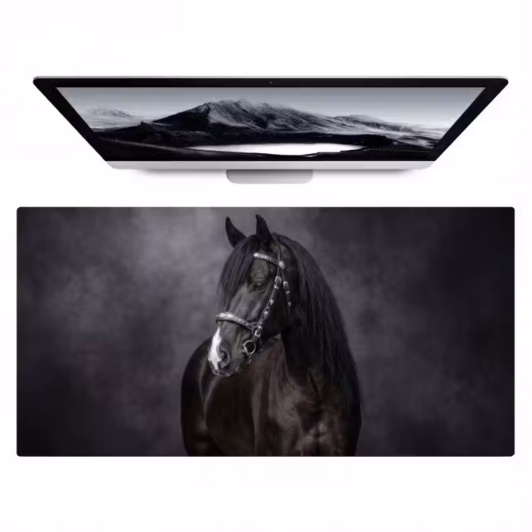 Bureau onderlegger - Portret - Paard - Zwart — 1