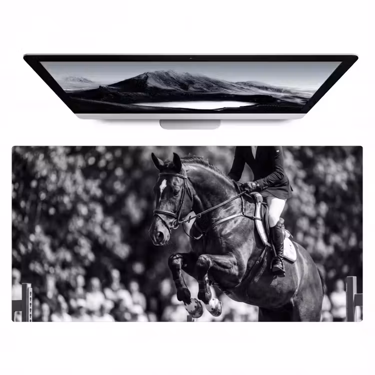 Bureau onderlegger - Springen - Paard - Zwart - Wit — 1