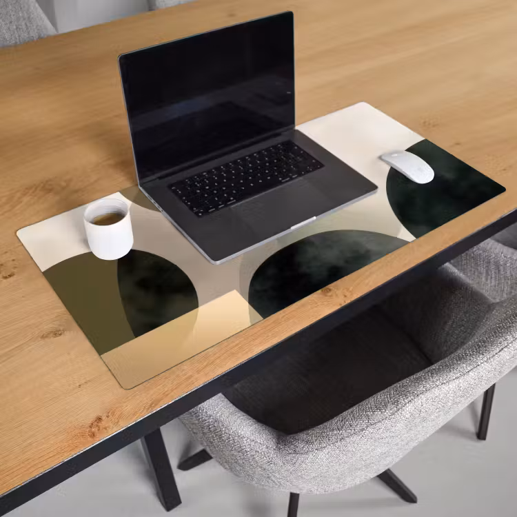 Bureau onderlegger - Vlakken - Abstract - Beige - Cirkels — 3